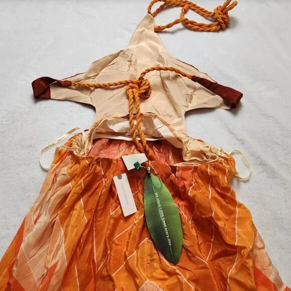 New M Farm Rio x Anthropologie Gradient stripes star halter maxi dress in orange